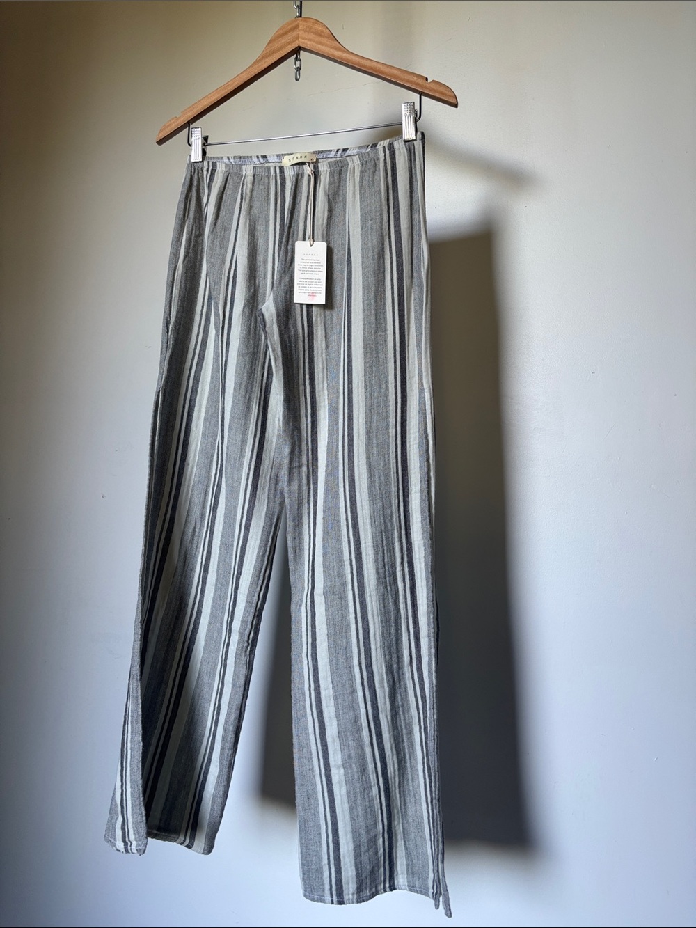 Wide Leg Striped Pants in Gray & White - Picture 2 of 9